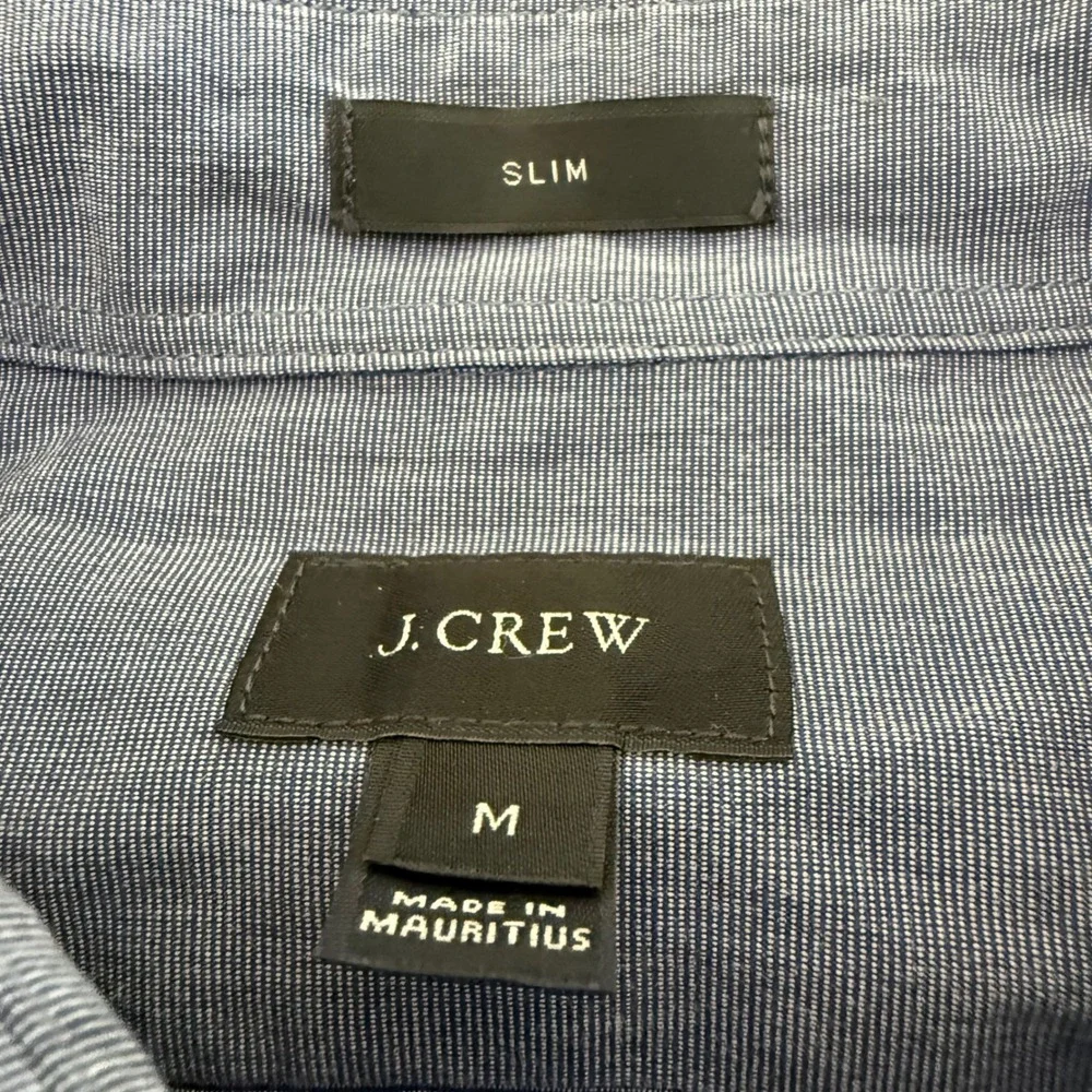J.Crew Mens Slim Fit Button Down Shirt Blue White‎ Stripe Medium Long Sleeve - Picture 2 of 7